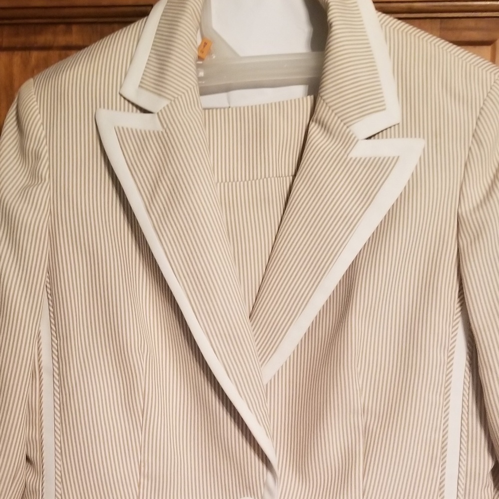 Evan Picone tan stripe suit